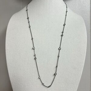 Silpada Sterling Silver Clear Faceted Bezel Set Station Necklace